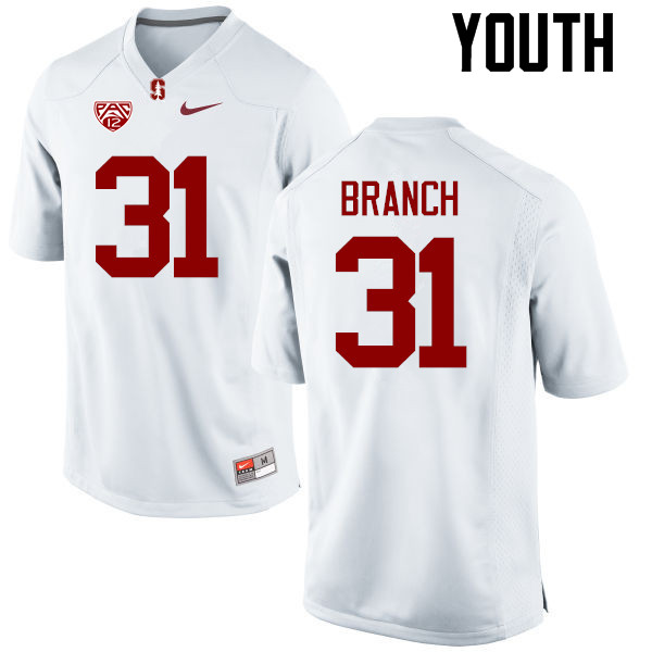 Youth Stanford Cardinal #31 Mustafa Branch College Football Jerseys Sale-White